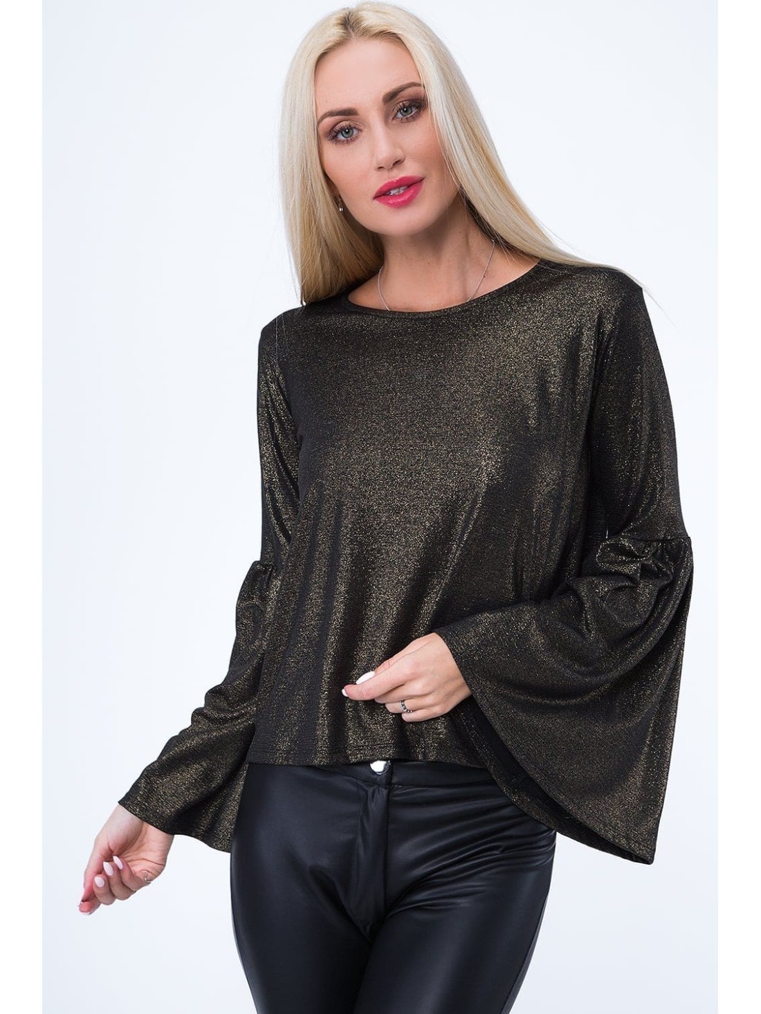 Blouse with flared sleeves gold MP16151 - Online store - Boutique